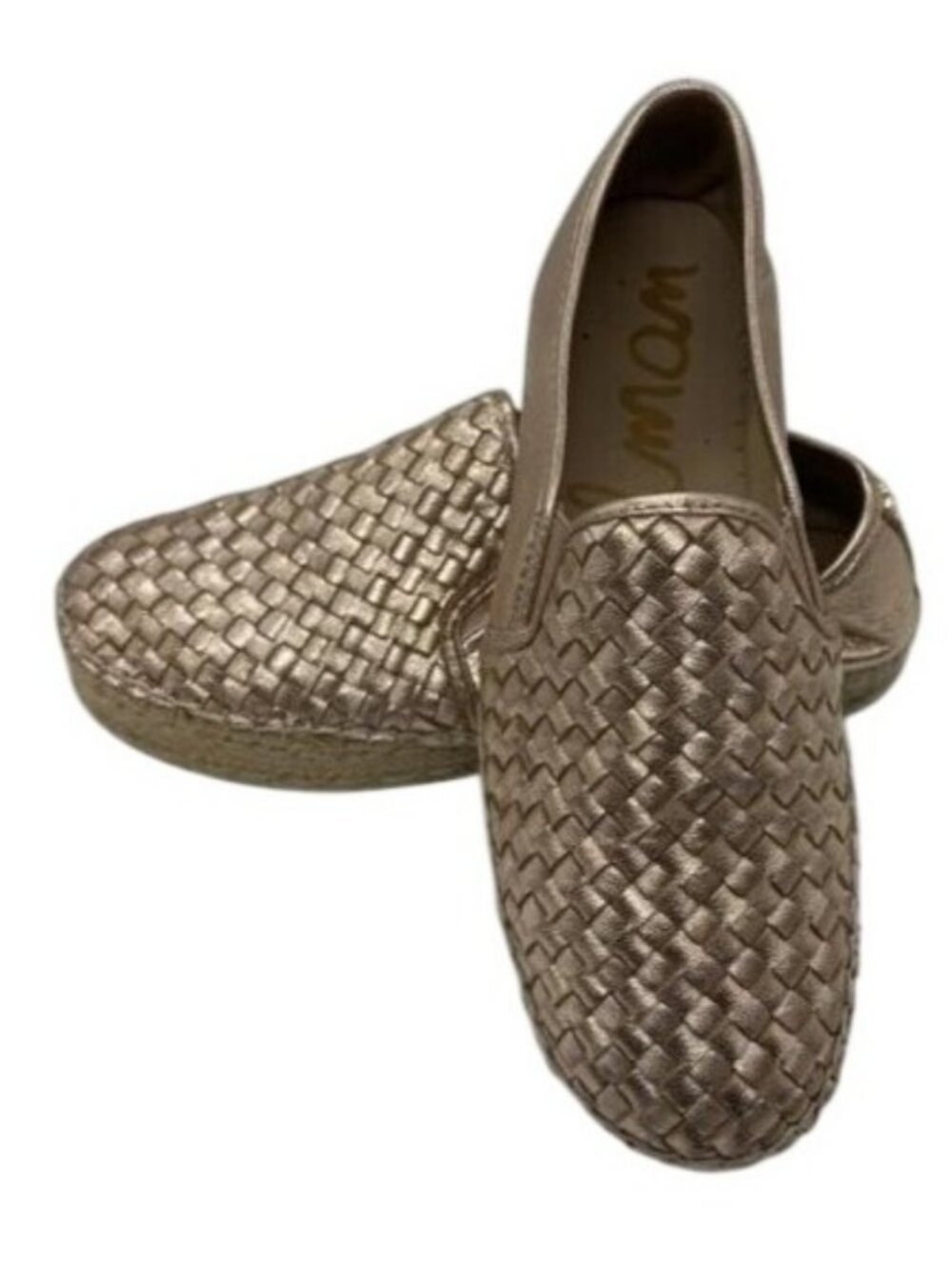 Sam Edelman Metallic Rose Gold Catherine Leather Espadrilles slip on bling shoes